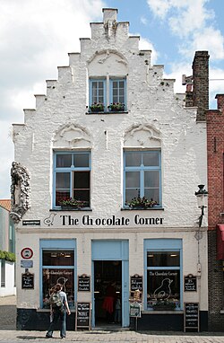 "The Chocolate Corner" shop, Wijngaardstraat 17 in Bruges, Belgium