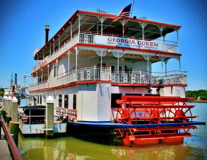 Paddle-steamer boat on River Street Savannah