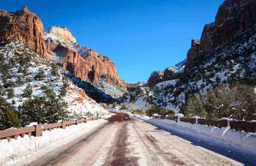 Zion National Park winter roads